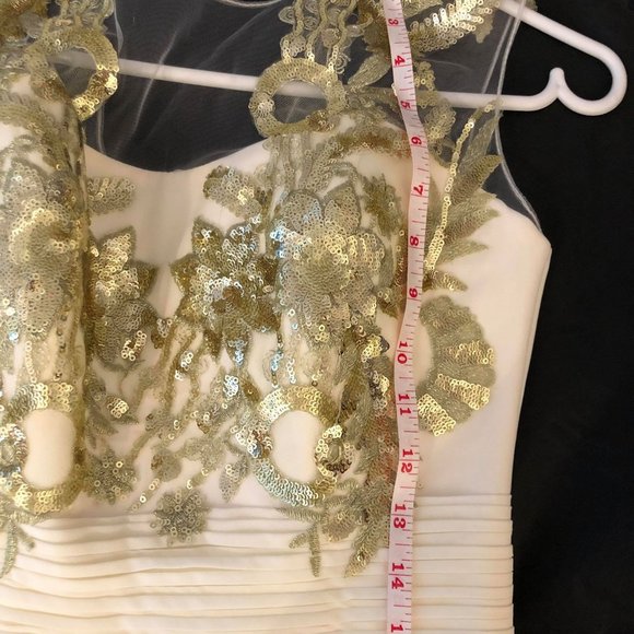 Ivory Floor Length Dress w/Gold Sequins - XS / S - Picture 6 of 11